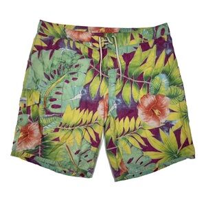 Polo Ralph Lauren Tropical Floral Swim Board Shorts - Green, Yellow, Red